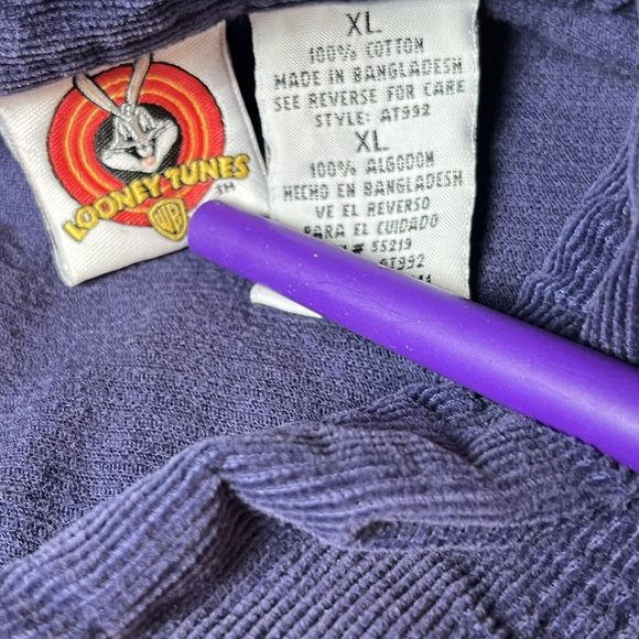 Vintage Looney Tunes Tweety Bird Long Sleeve Corduroy Button Shirt Blue Sz XL - Picture 3 of 8